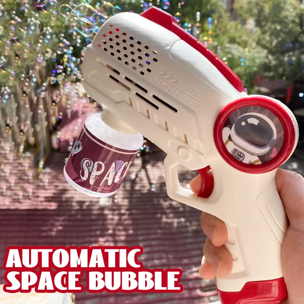 Ruimte Automatisch Bellenpistool Elektrische Zeepbellenmaker met Verlichting Cartoon Astronaut Outdoor Park Speelgoed voor Kinderen Kindercadeau