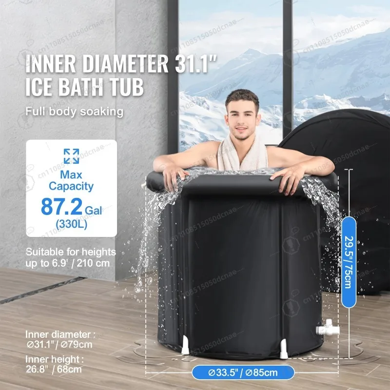 Ice Bath Tub Cold Water Therapy Plunge Tub for Athletes Outdoor Ice Barrel Inflatable Folding Bathtub