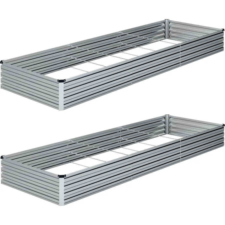 

10×3×1FT 2PCS Galvanized Raised Garden Bed Kit Metal Planter Boxes Large Outdoor Planters Garden for Planting Vegetables Flower