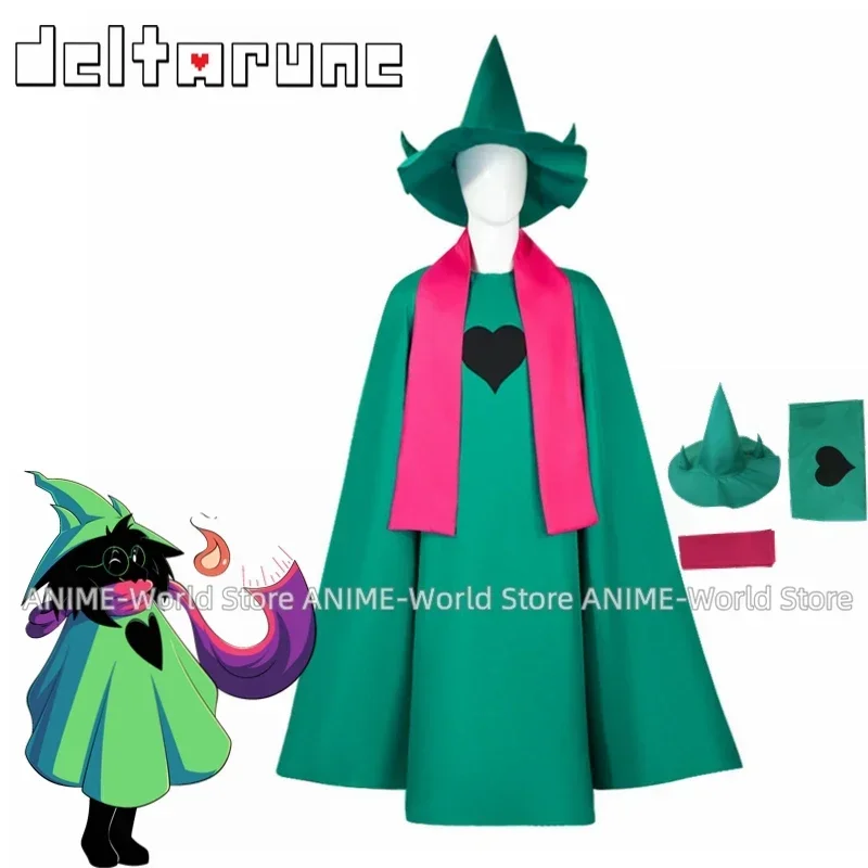 

Игра Deltarune Ralsei Косплей Костюм Ralsei Косплей Хэллоуин костюмы для женщин наряд с шляпой полный комплект