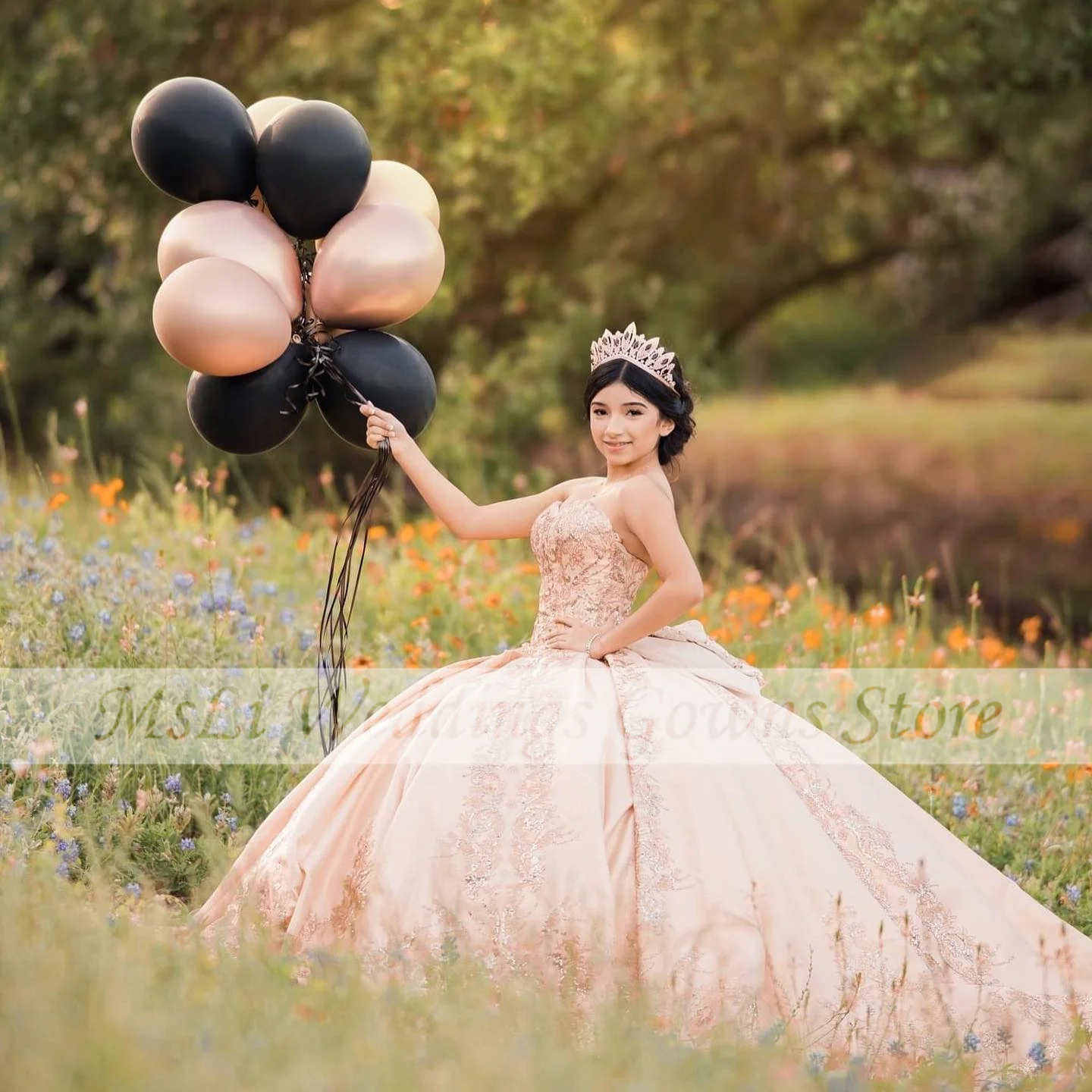 Luxo Sparkly Pink Quinceanera Vestidos, Vestidos de baile apliques, Vestido mexicano querido, 15