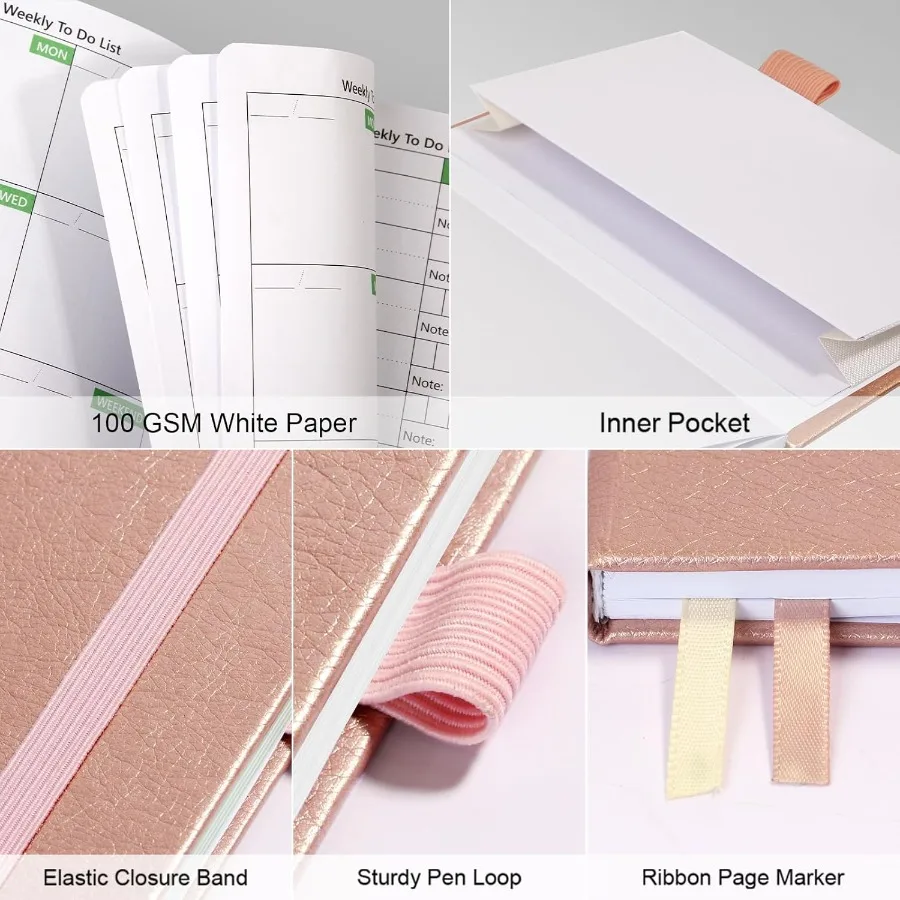 Wochenplaner mit Kalender 160 es Gewohnheiten Trar Jourl Organizers4,3"x5,8" tragbare Notizbücher