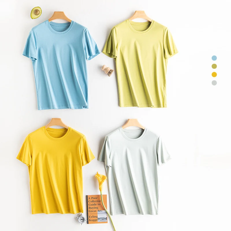 Heavy Upgrade 6% Natural Mulberry Silk Cool Feeling Loose Silk Cotton Women's Round Neck Versatile Short Sleeved T-shirt