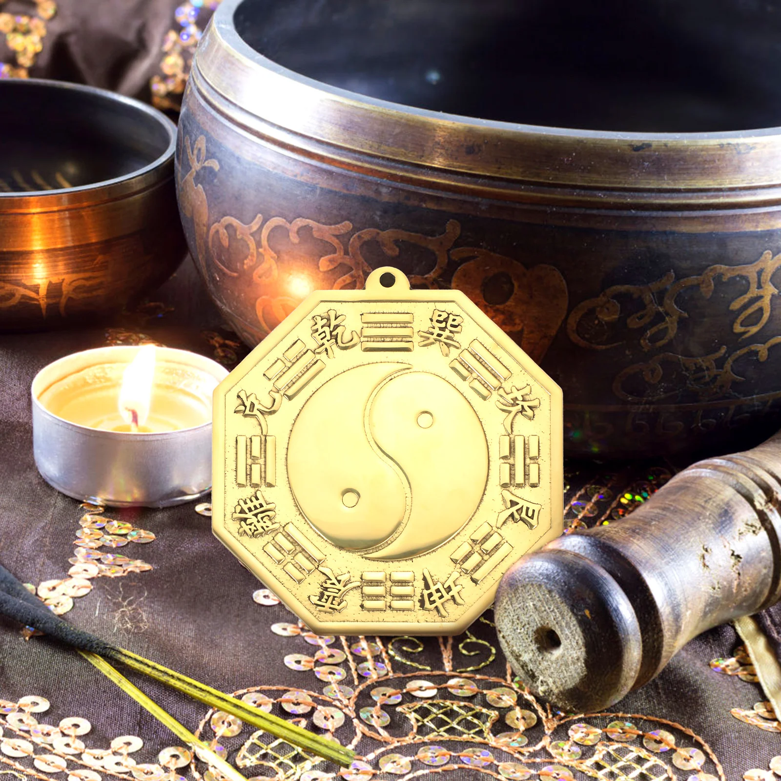 

1pcs Copper Bagua Mirror Style Evil Exorcism Ornament Home Decor Wall Hanging Auspicious Pendant Feng Shui Gift For