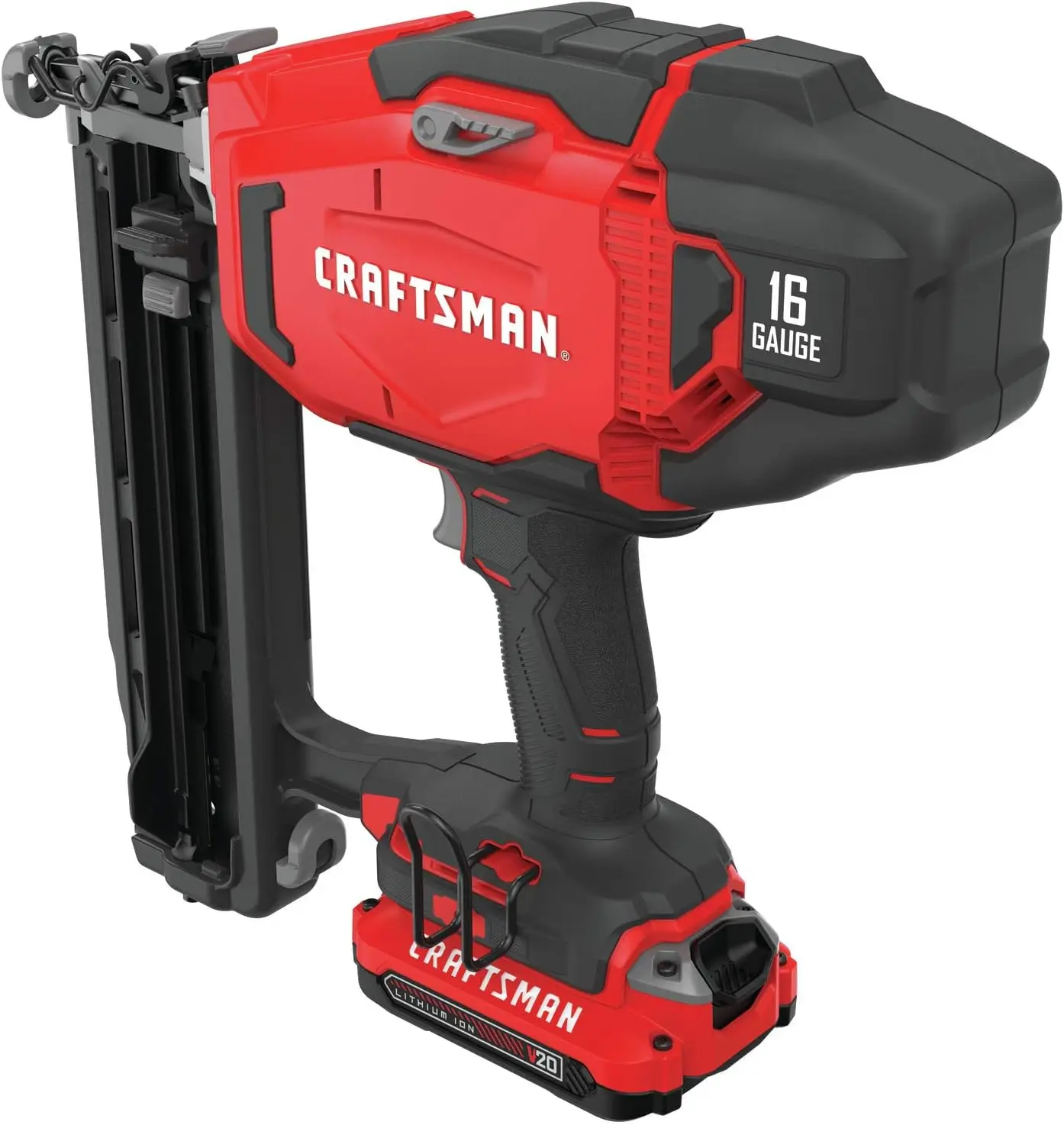 CRAFTSMAN V20 Kit clavadora de acabado inalámbrico, pistola de clavos, 16GA, 2-1/2 clavos, batería y cargador incluidos (CMCN616C1)