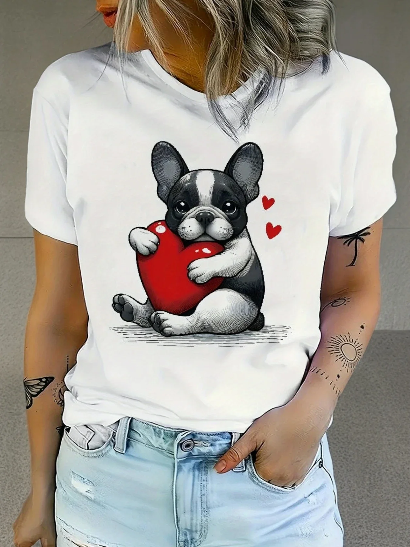 

2025 New Casual Women's T-shirt Printed Short-sleeved Round Neck T-shirt Summer New Printed Flower Fashion Top Summer Y2K Top