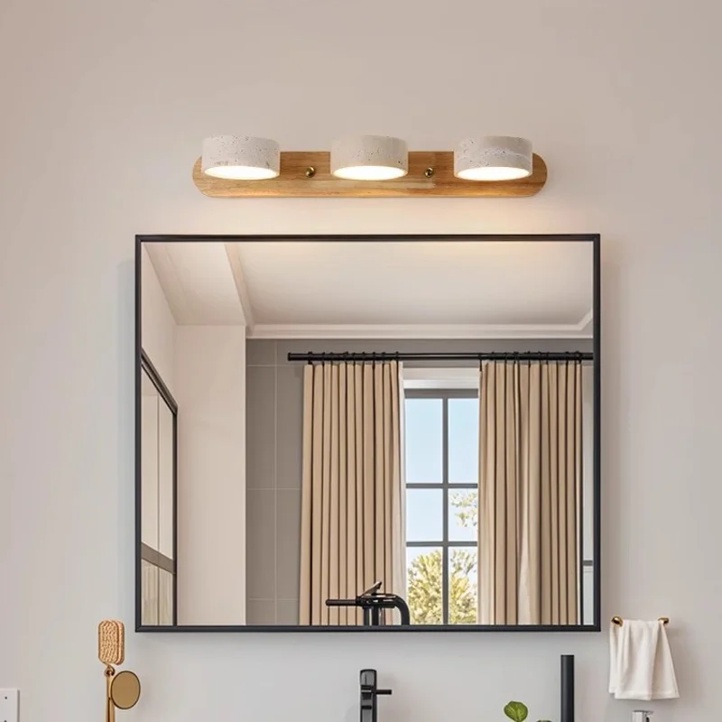 Japanese Mid-Century Travertine LED Vanity Mirror Light - Creative for Bathroom Washbasin & Dressing Table