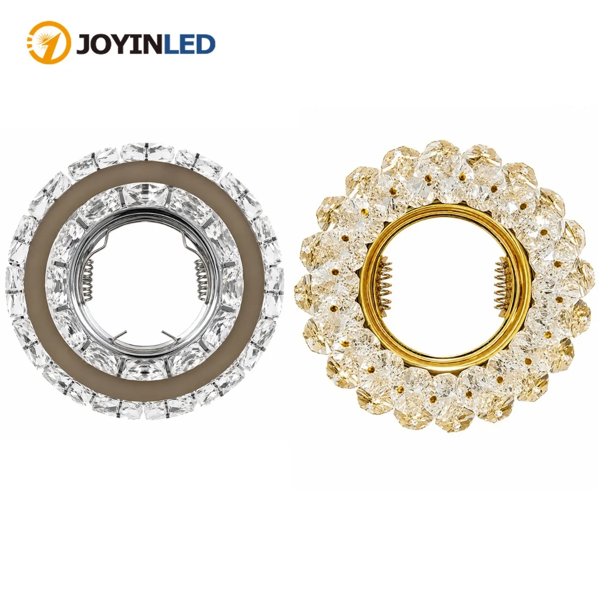 JOYINLED Round Crystal LED Downlights Lamp Frame Fixture Holders Cutout 50mm for MR16 GU10 Bulb Holder Recessed LED Spot Light