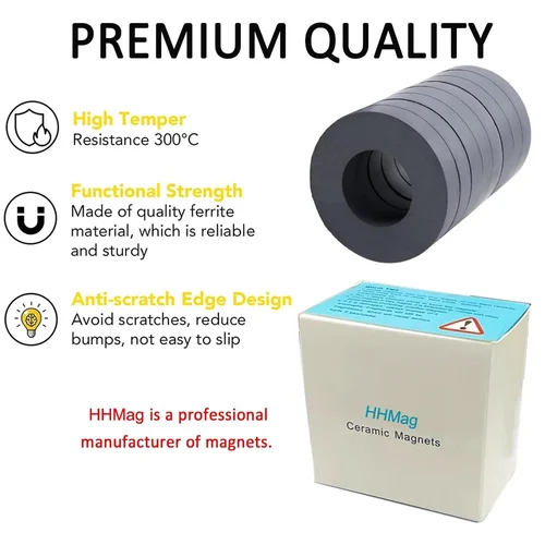 Imagen 2 del producto 4/8 Uds. Imanes de anillo de ferrita de 45x8-22mm con agujeros imanes de Donut de disco redondo imanes de cerámica con agujero circular para manualidades y bricolaje