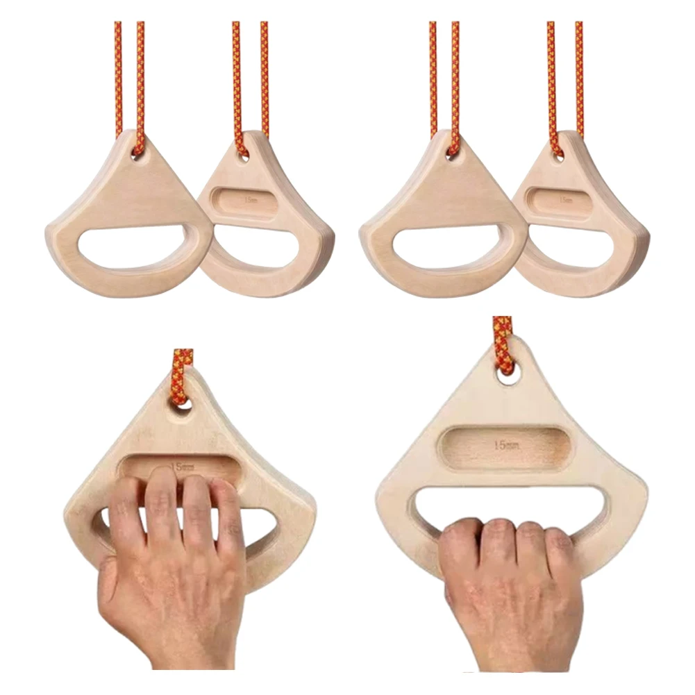 Tabla colgante de escalada en roca, tabla colgante portátil de madera, entrenador de fuerza del antebrazo para entrenamiento de fuerza de los dedos, 1 par