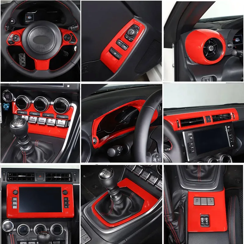 ABS Red For Toyota 86/Subaru BRZ 2022-2024 Car Center Control Air Outlet Frame Glass Lift Frame Sticker Accessories