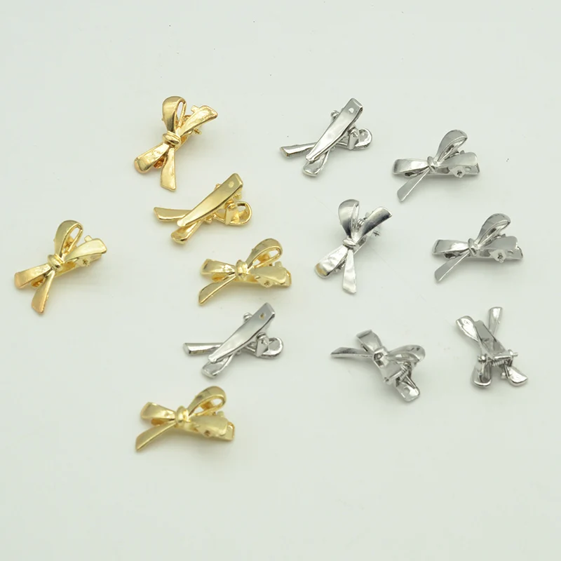 30PCS 2.5cm Silver Golden Mini Size Metal Bowknot Hair Clips Small Alloy Bows Alligator Hairpins Barrettes Hair Decoration