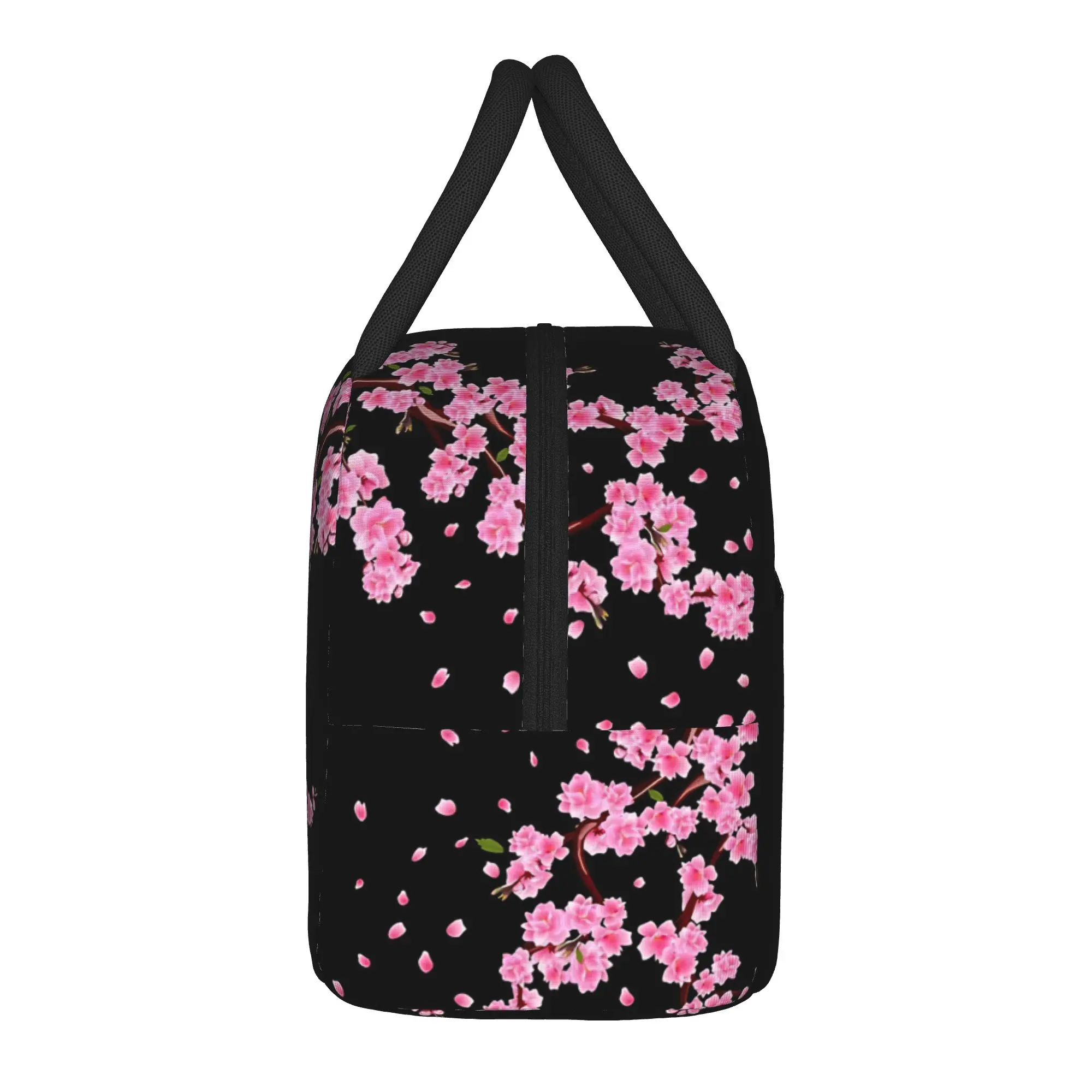 Pink Sakura Cherry Blossom Lunch Bag Kawaii Lunch Box Travel Portable Insulated Tote Food Bags For Men Oxford Design Cooler Bag
