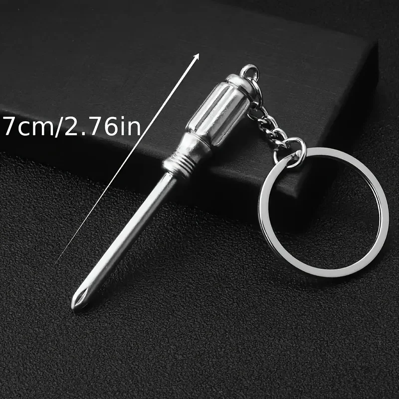 5Pcs Aluminum Mini Tool Keychains, Street Style Multifunctional Pendant, Creative Simulation Tool Key Ring Gift for Men Women