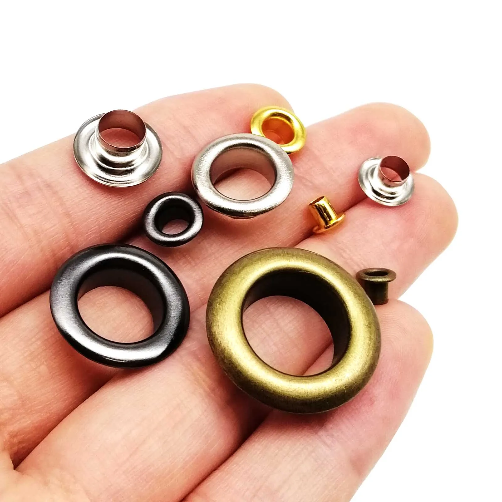 50 Sets 2,5 mm bis 12 mm hochwertige Öse mit Unterlegscheibe, Ösenring, Luftlochniete für Ledertasche, Schuhe, Gürtelkappe, Kleidung, 4 Farben – Detail 19