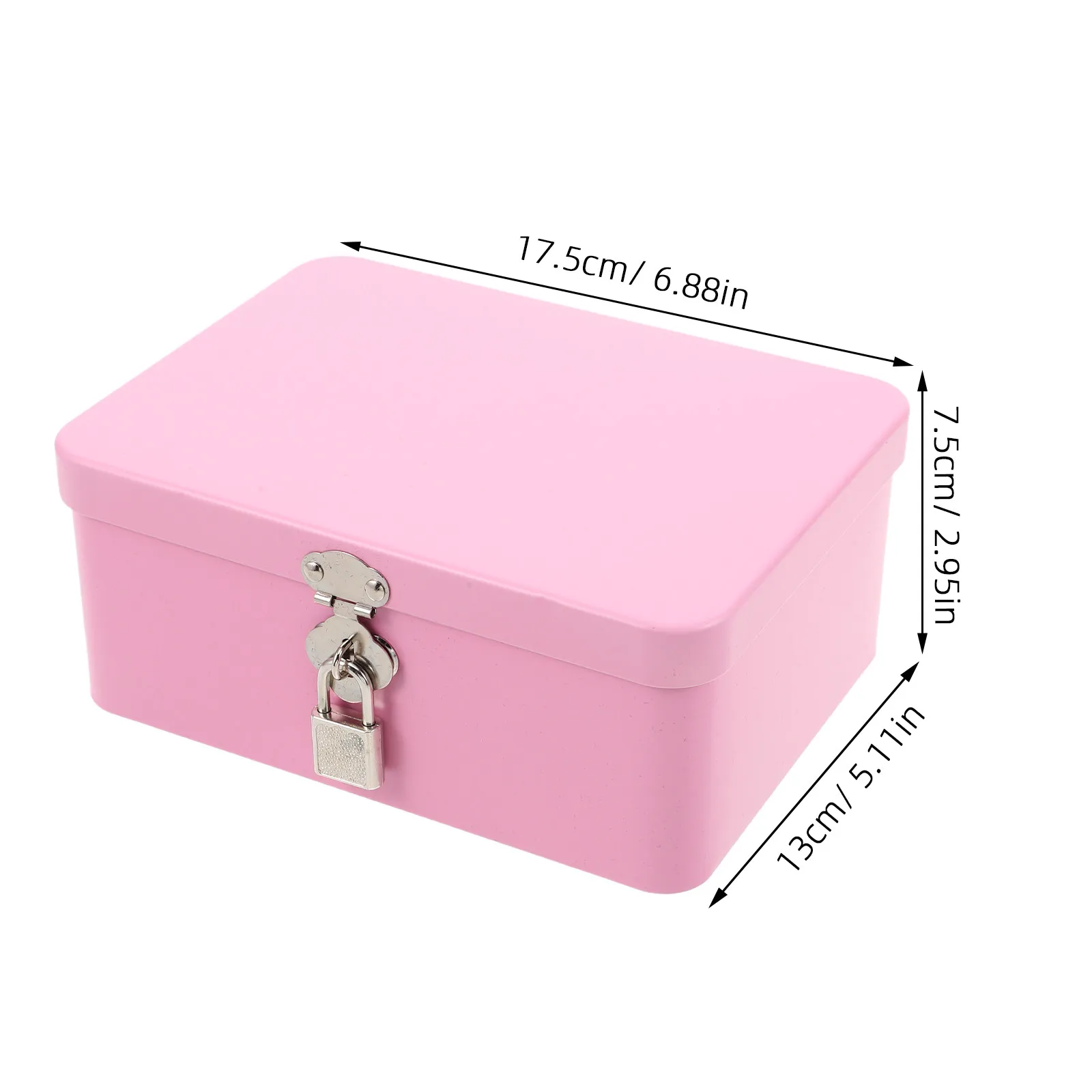 Lockable Retro Tinplate Storage Box Vintage Desktop Storage Canister Pink Decorative Secret Case Letter Paper Container