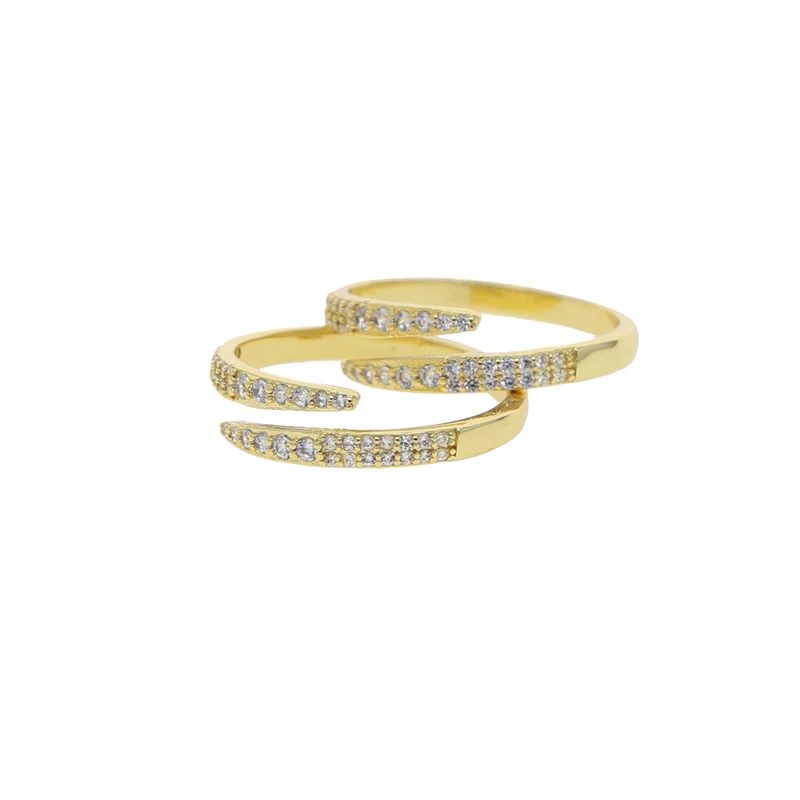 Gold Color Minimalist Open Finger Rings Micro Pave Bling Cz Bride Birthday Wedding Engagement Valentine's Day Fine Jewelry Gifts