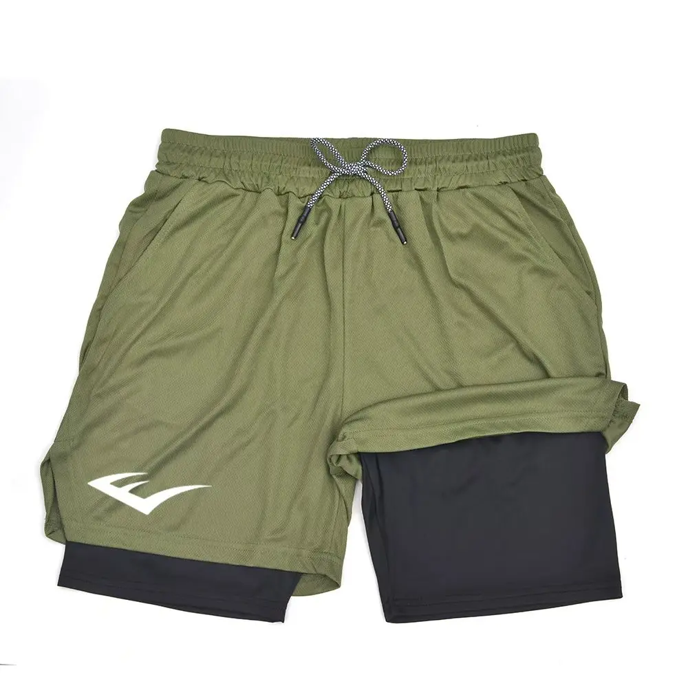 Sommer Herren Laufshorts Fitness Gym Training 2-in-1 Sportshorts Schnell trocknend Training Joggen Double Deck Shorts 10084