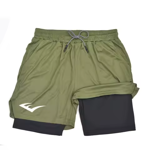 Summer Men Running Shorts Fitness Gym Training 2 in 1 Sports Shorts Quick Dry Workout Jogging Double Deck Shorts 10084