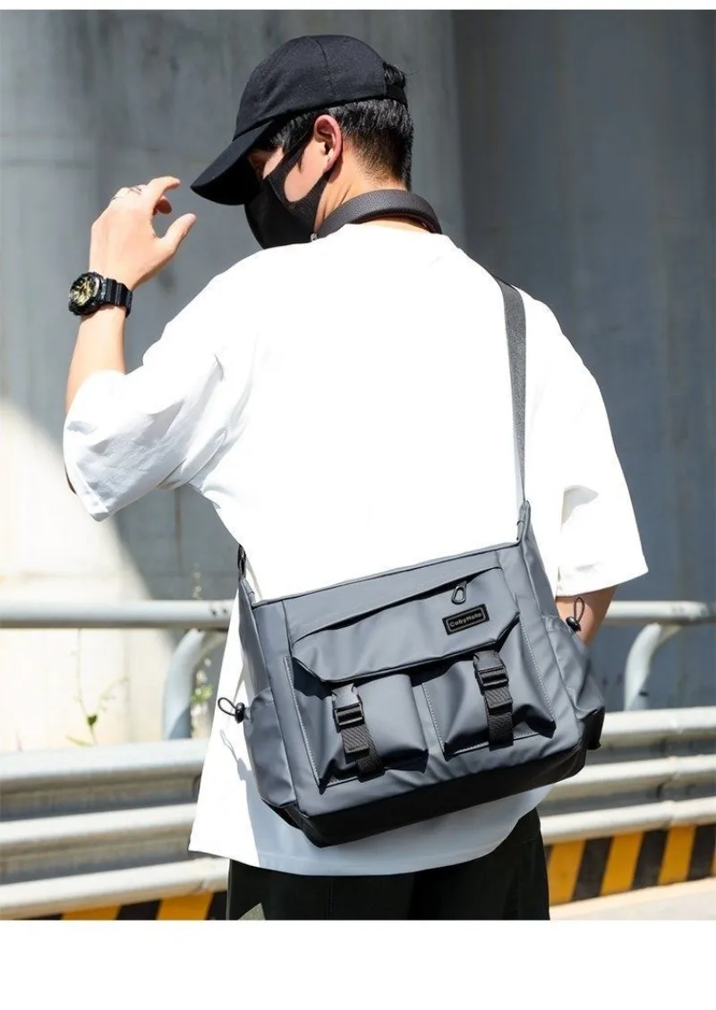 Trendy Niche Men Waist Bag Nylon Horizontal Square Casual Crossbody Messenger Bag