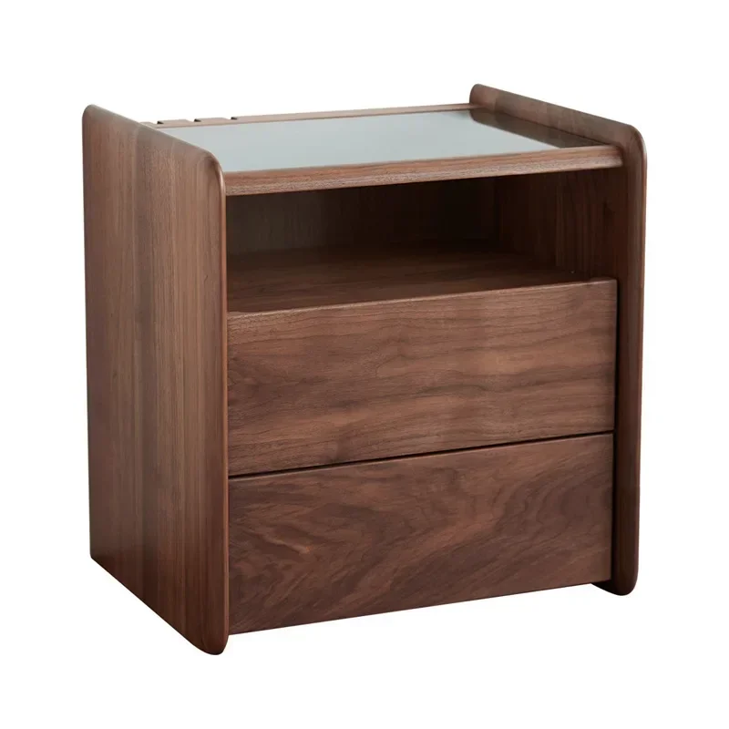 

Nordic all solid wood retro bedroom light luxury solid wood drawer cabinet modern simple black walnut bedside cabinet