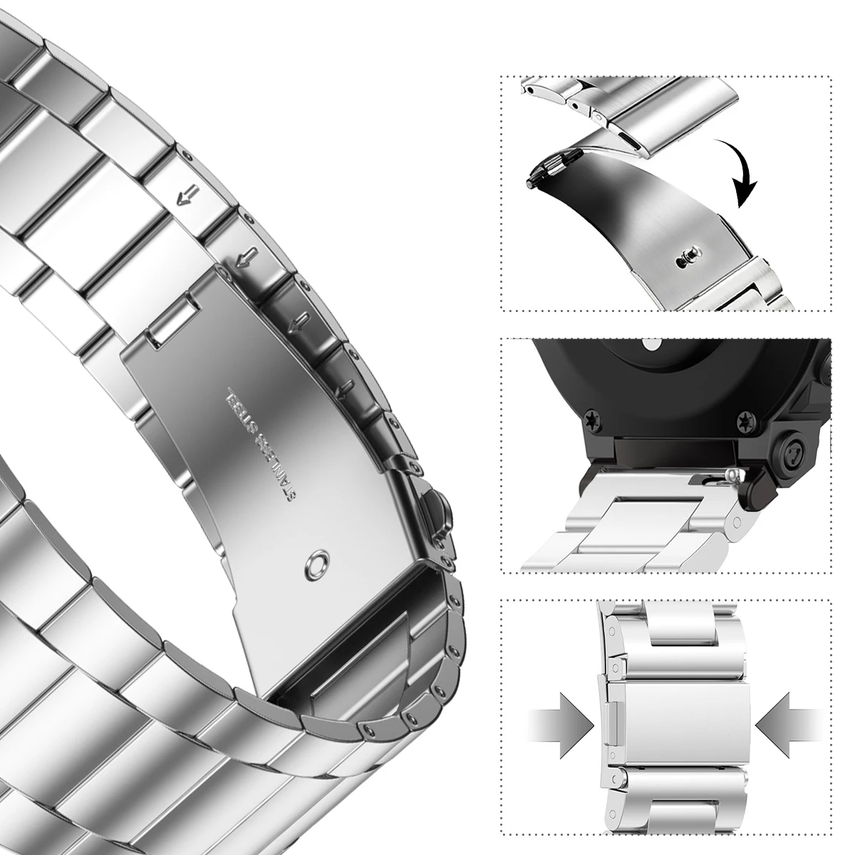 Stainless Steel Band for Amazfit T-rex 2 3 Ultra Watch Strap Metal for Amazfit Trex Pro T Rex Tyrannosaurus Smartwatch Bracelet