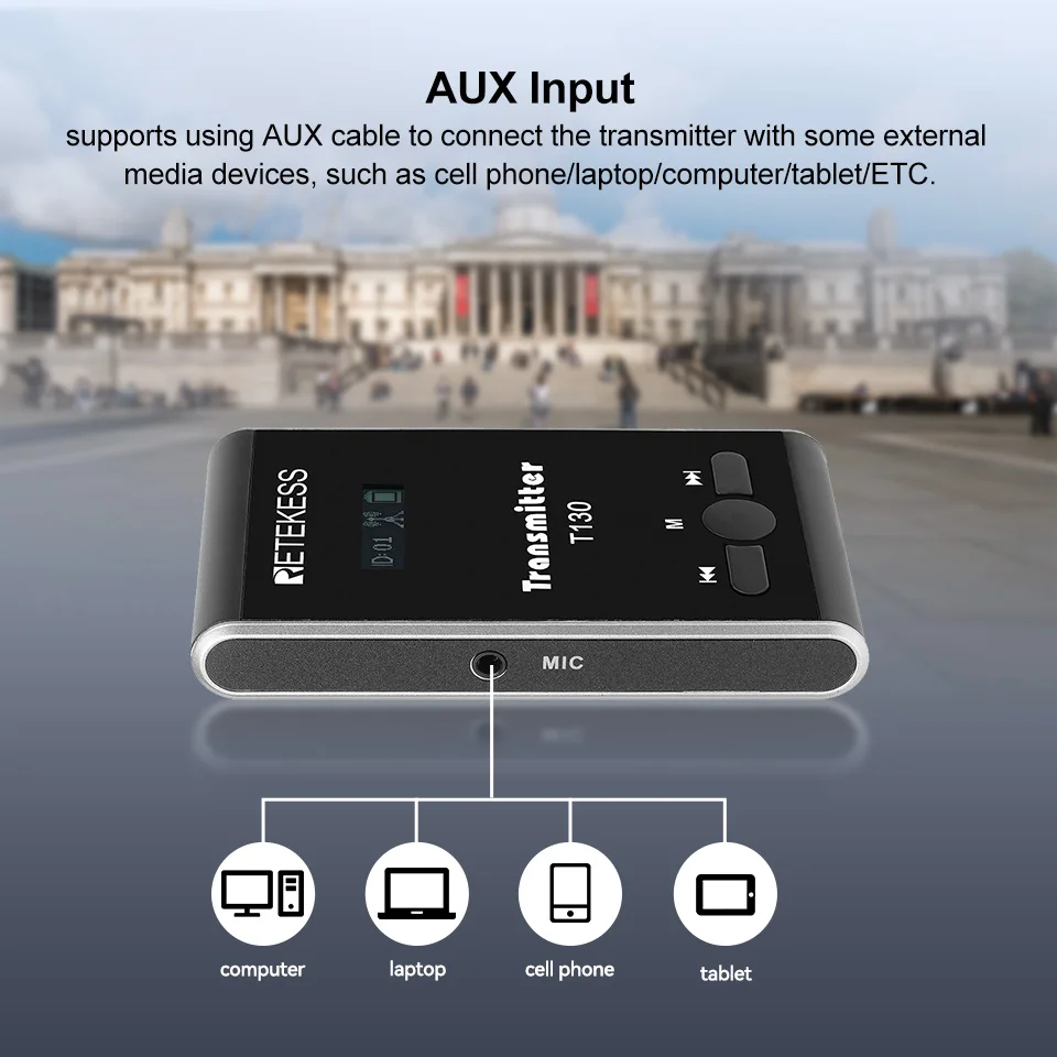 Retekess T130 sistema de guía de viaje inalámbrico, receptores transmisores para traducción de Iglesia, excursión, fábrica, entrenamiento, ciclismo