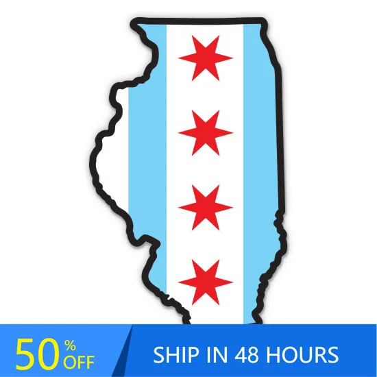 

Chicago Flag Illinois State Aesthetic Walls Car Truck Bumper Waterproof Vinyl Decal Accessory Funny Cute