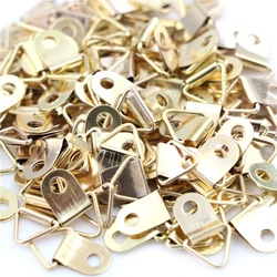 100PCS Mini Golden Triangle D-Ring Picture Oil Painting Mirror Photo Frame Hook Hanger 10x20mm Hardware Furniture Accessories