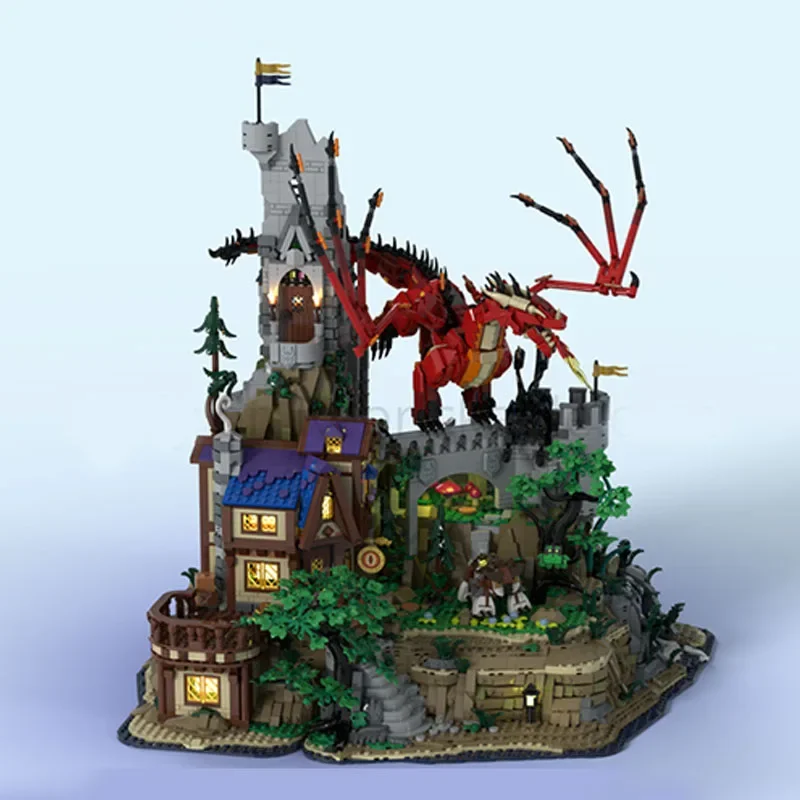 7392szt MOC Dungeons & Dragons: Tale Red Dragon (UPGRADE) Architecture Building Blocks Model Assembly Toy Children Festival Gift