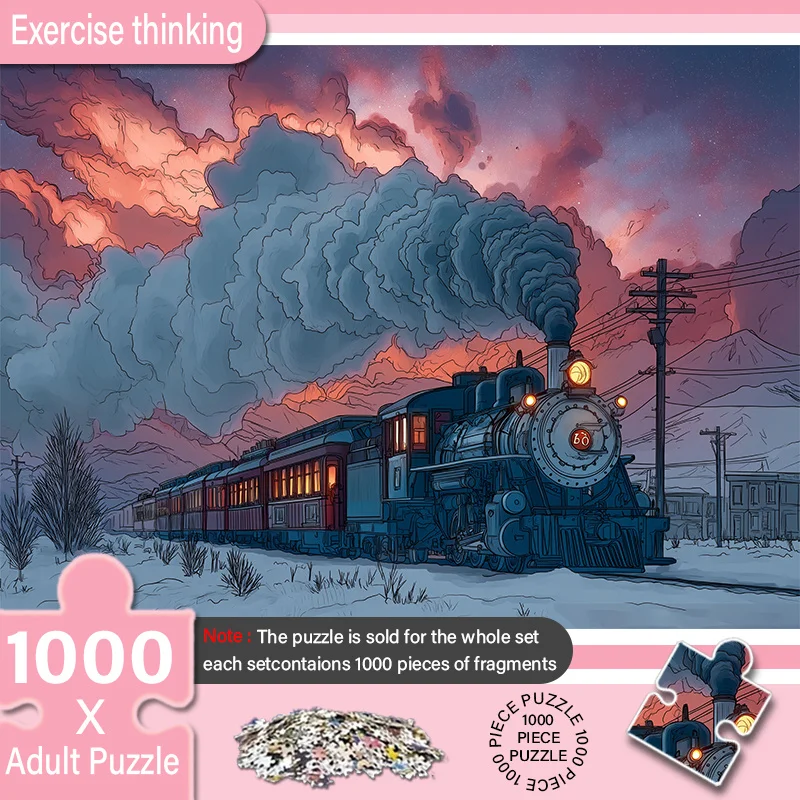 

A Box of (A) Adult Puzzles, with Cloud Wrapped Snow Track Design - Scratch-Resistant, Challenging, Suitable for Adults, Family