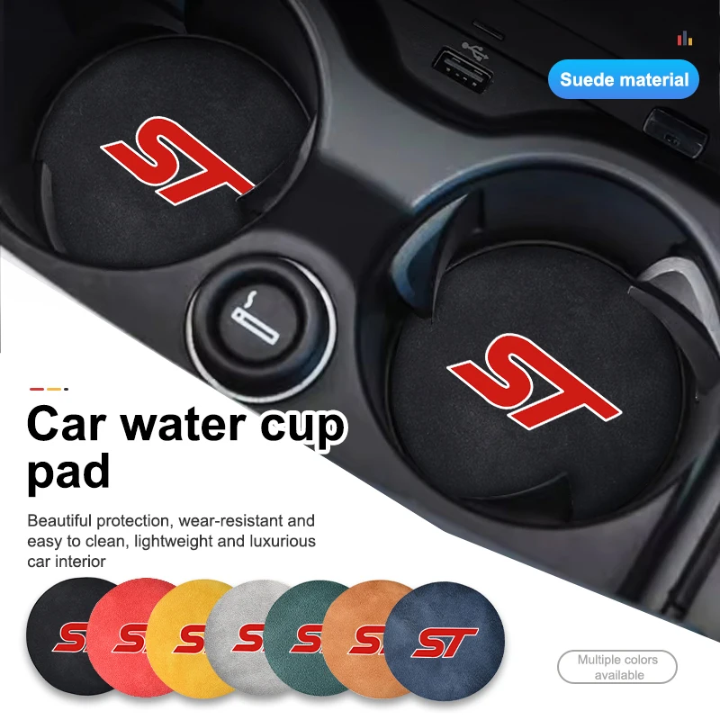 Posavasos de gamuza para coche, soporte para vasos, almohadilla antideslizante, portabotellas para Ford ST Focus Fiesta Ranger Escort Falcon Flex S-MAX Kuga
