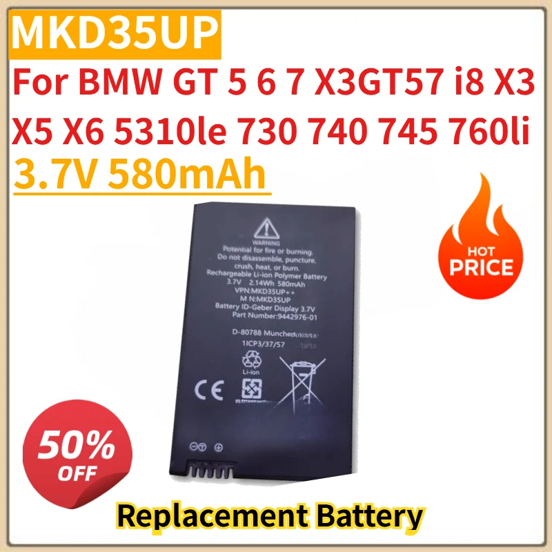 

New High Quality MKD35UP LCD Remote Key Battery 3.7V 580mAh For BMW GT 5 6 7 X3GT57 i8 X3 X5 X6 5310le 730 740 745 760li