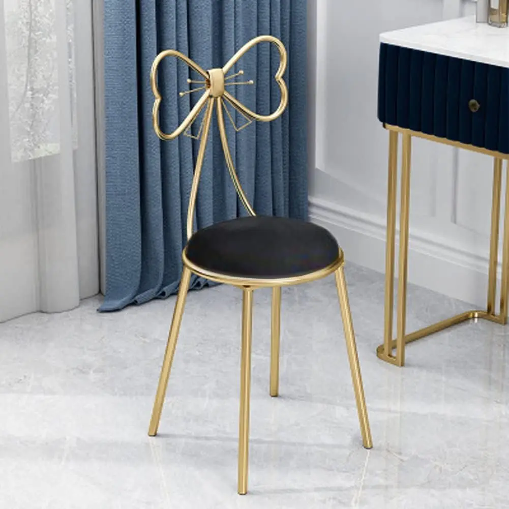 Modern Makeup Vanity Chair Stool,Cute Butterfly Stool Chair Ottoman Bench Metal Bench Legs Gold Dining Chair For Kitchen
