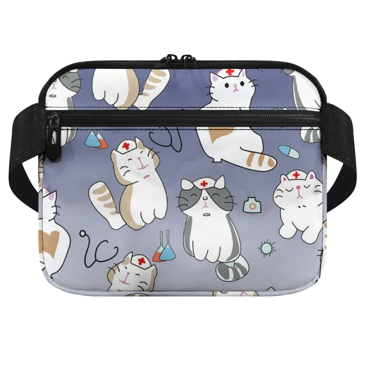 Enfermeira dos desenhos animados gato design elegante saco de cintura para estetoscópios durável suprimentos de emergência equipamentos médicos vários bolsos fanny pacote