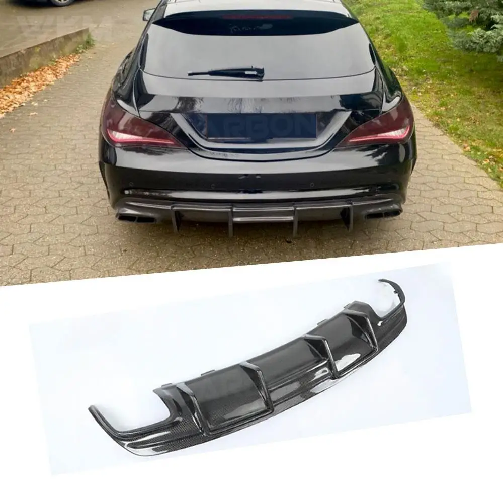 Carbon Fiber Rear Lip Diffuser Spoiler For Mercedes Benz W117 CLA200 CLA250 CLA260 CLA45 2013-2019 Back Bumper Guard FRP