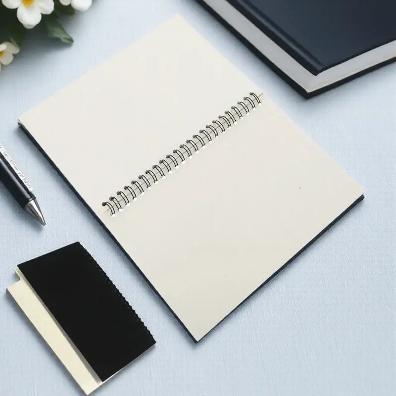Cuaderno en espiral de papel Kraft para estudiantes, escritura de oficina, dibujo, cubierta negra, cuaderno de bocetos, diario planificador