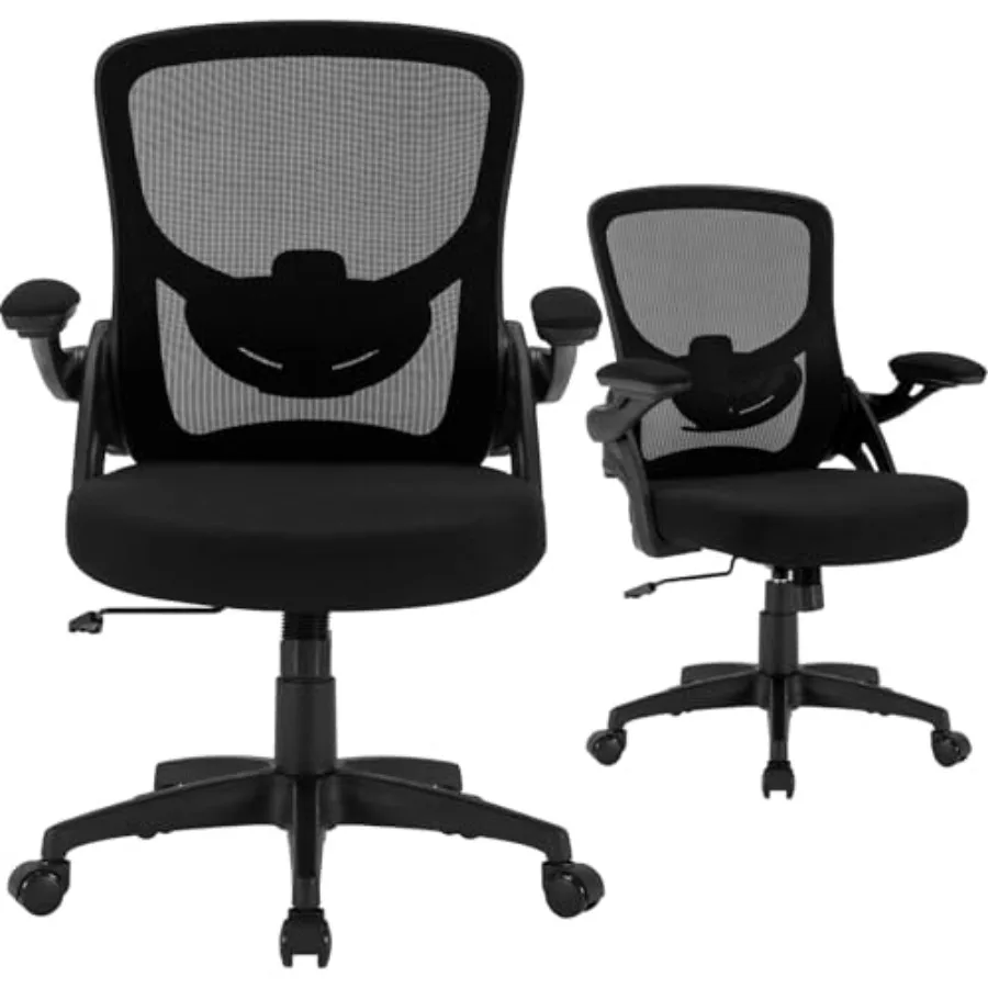 Office Chair Ergonomic Comfy Desk Chair with Flip up Arms Mesh Computer Chair with Adjustable Lumbar Support Home Office Chairs