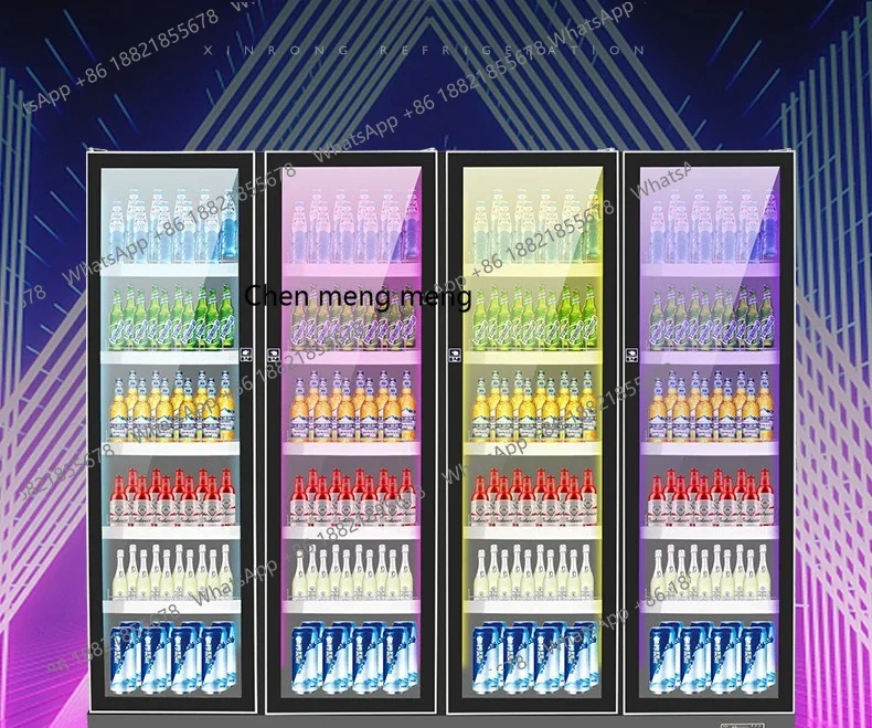 

Wine refrigerated display cabinet Fresh-keeping double-door beer cabinet Hotel supermarket beverage cabinet Vertical commercial