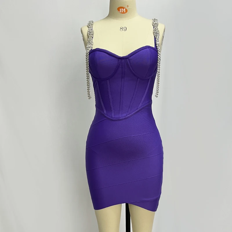 女性のためのセクシーなミニイブニングドレス,パープル,スパゲッティストラップ,ダイヤモンド,ブティック,パーティー,カクテルドレス,卸売