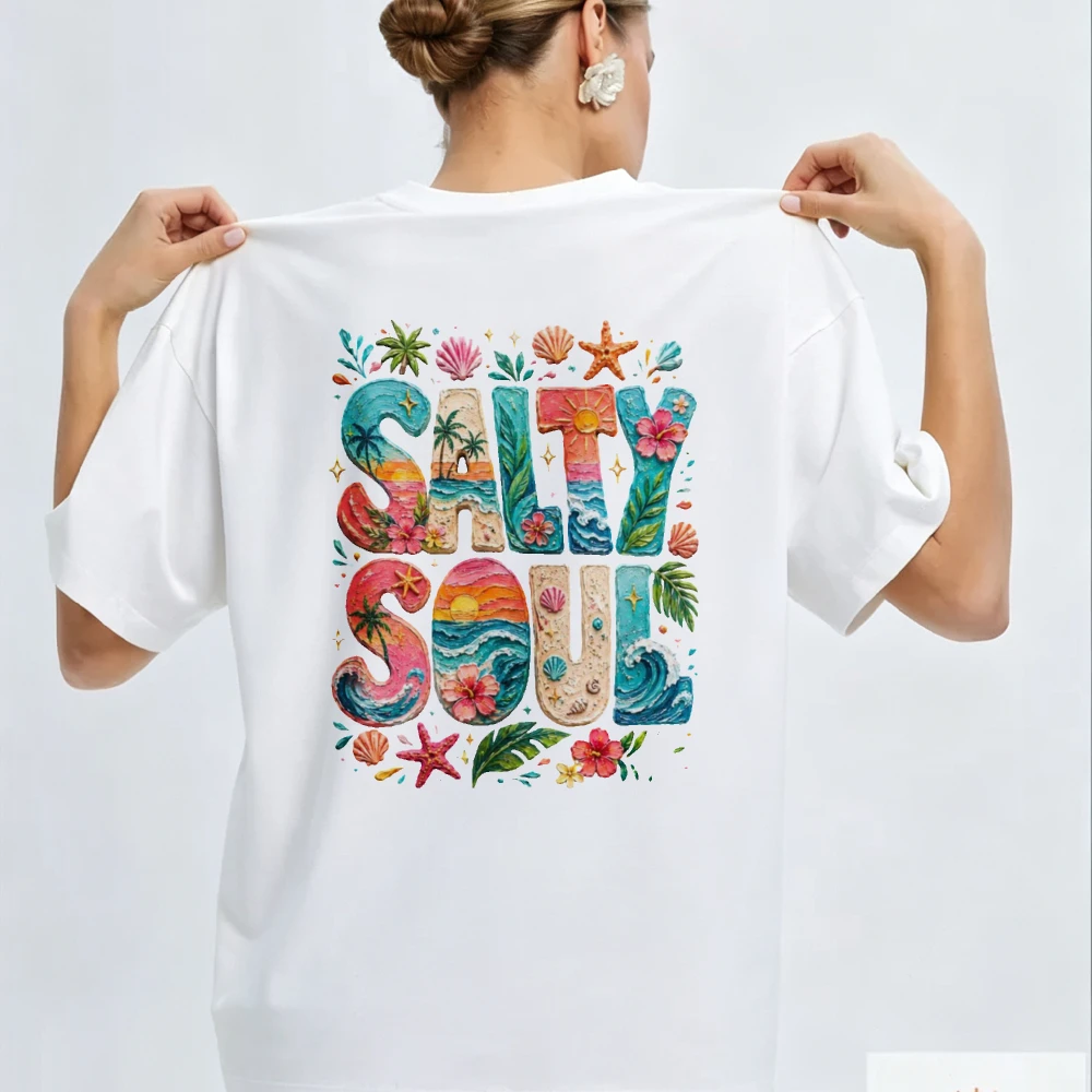Ocean Lover Shirt Women Chunky Paint Salty Soul Tee Beach Vacation Shirt Coastal Summer Top Cruise Outfit Tee Aesthetic Clothes