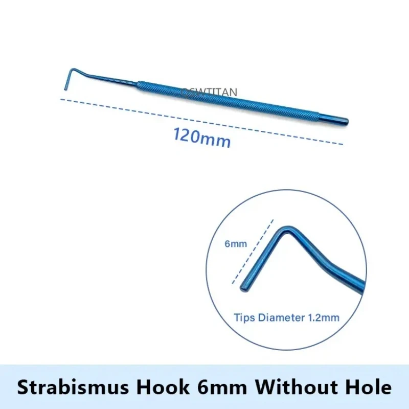 QSWTITAN 시력 교정용 훅 길이 120mm 티타늄 안과용 훅 1개 안과 수술 도구 폭 6mm/8mm/10mm/12mm