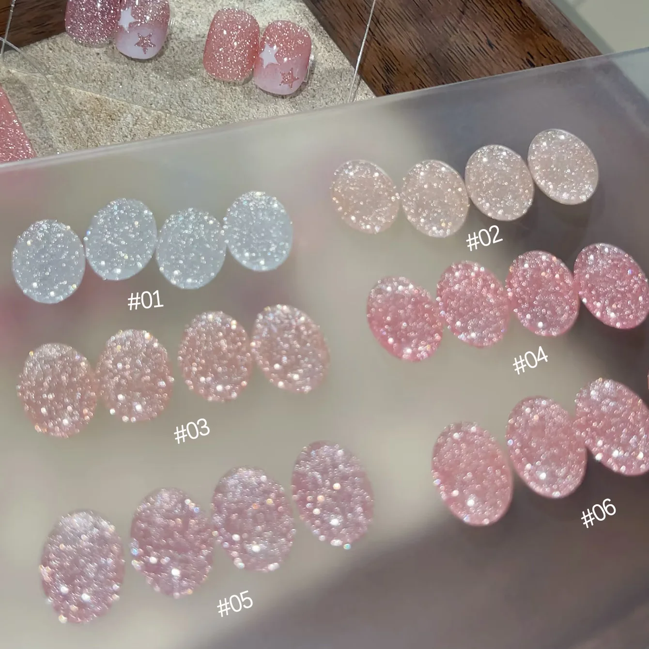 1-6 stks TC 2025 Nieuwe Roze Naakte Rose Crushed Diamond Gel Nagellak Fonkelende Explosie Flash Crystal Nail Art Winkel Speciale