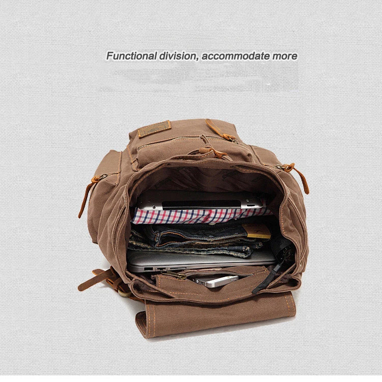 Student Schoolbag Men and Women Canvas Shoulders Backpack 15.6 inch Laptop Bag Large Capacity Retro Commuter Backpacks
