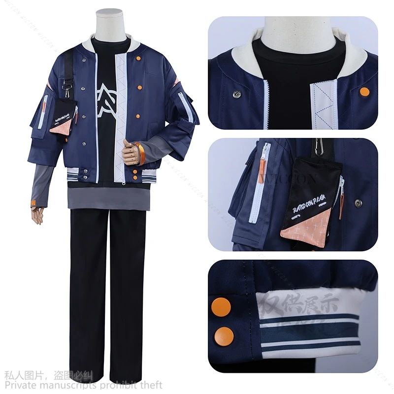 Game Zenless Zone Zero Zzz Cosplay Kostuum Fancy Party Jasbroek Man Uniform Outfit Verstandig Korte Pruiken Rollenspel Halloween Cosplay