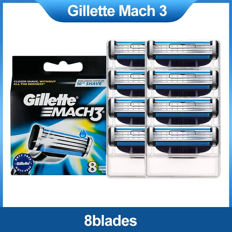 

Gillette Mach3 Razor Blade for Men Shaver Refills with Lubrastrip 3 Layers Blades Fast Cutting Face Beard Cartridges 4pcs 8pcs