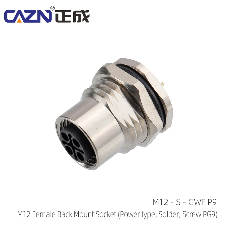 Waterproof IP67 M12 Flange Round Socket S code Front&back Mount Male and Female Electrical Sensor Connectors