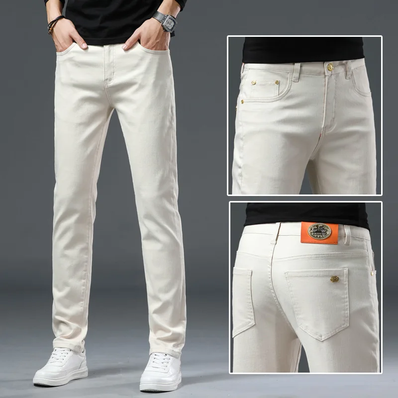 

Men's Jeans Autumn and Winter High-End Trendy Slim Fit Skinny and All-Matching Washed 2024 New Men's Denim Trousers