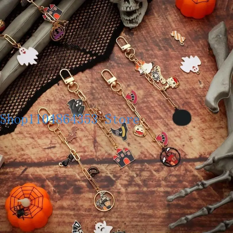 652f DIY Halloween Keyring Making Supplies 237pcs Metal Herbst Handwerksanhänger Set einschließlich gruseliger Charme – Detail 2
