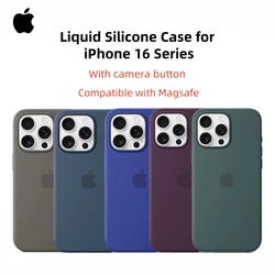 Com botão do obturador da câmera caso magnético de silicone líquido para iphone 16 pro max capa iphone16 plus pop up animação para magsafe